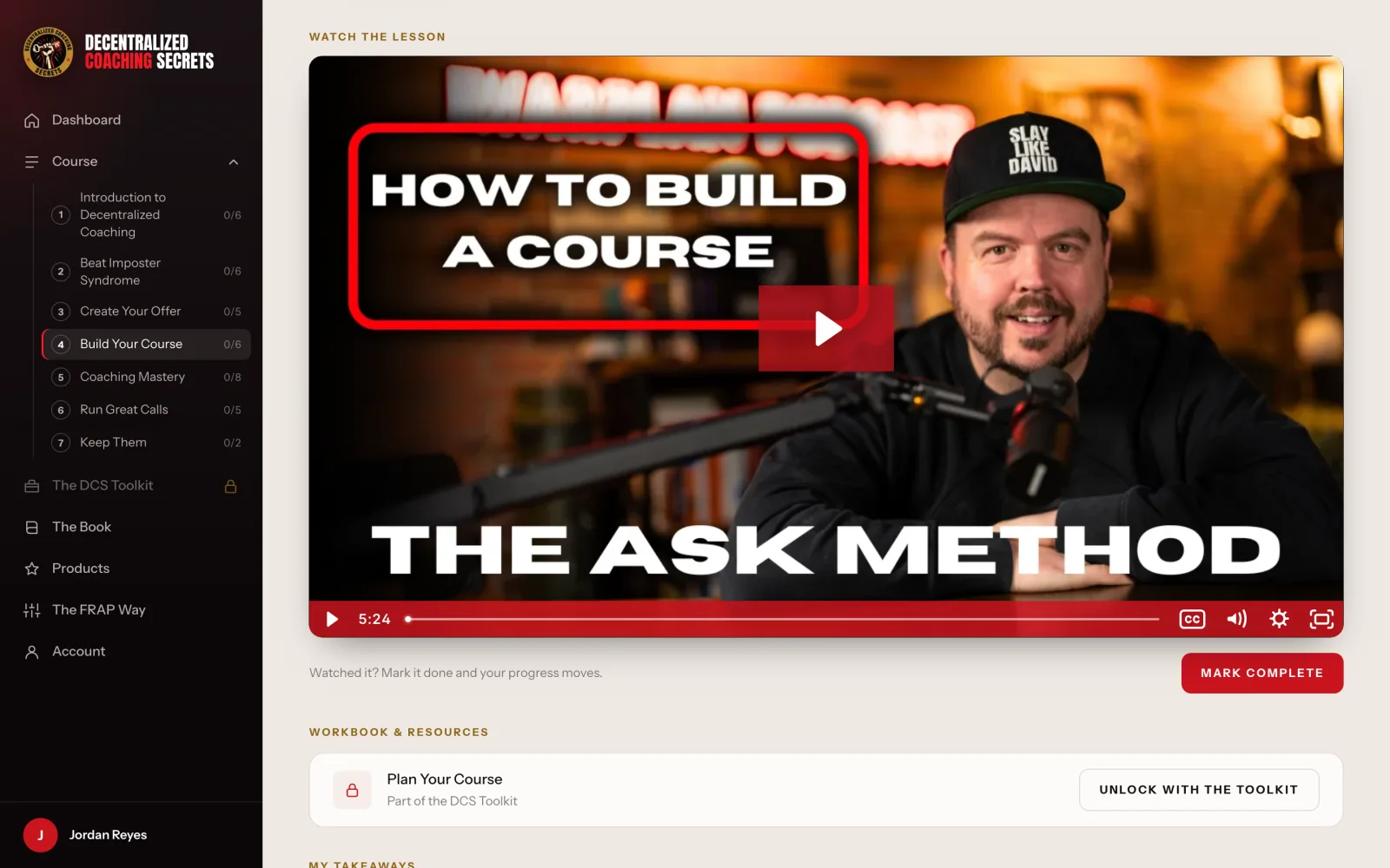 The Decentralized Coaching Secrets members area: every lesson